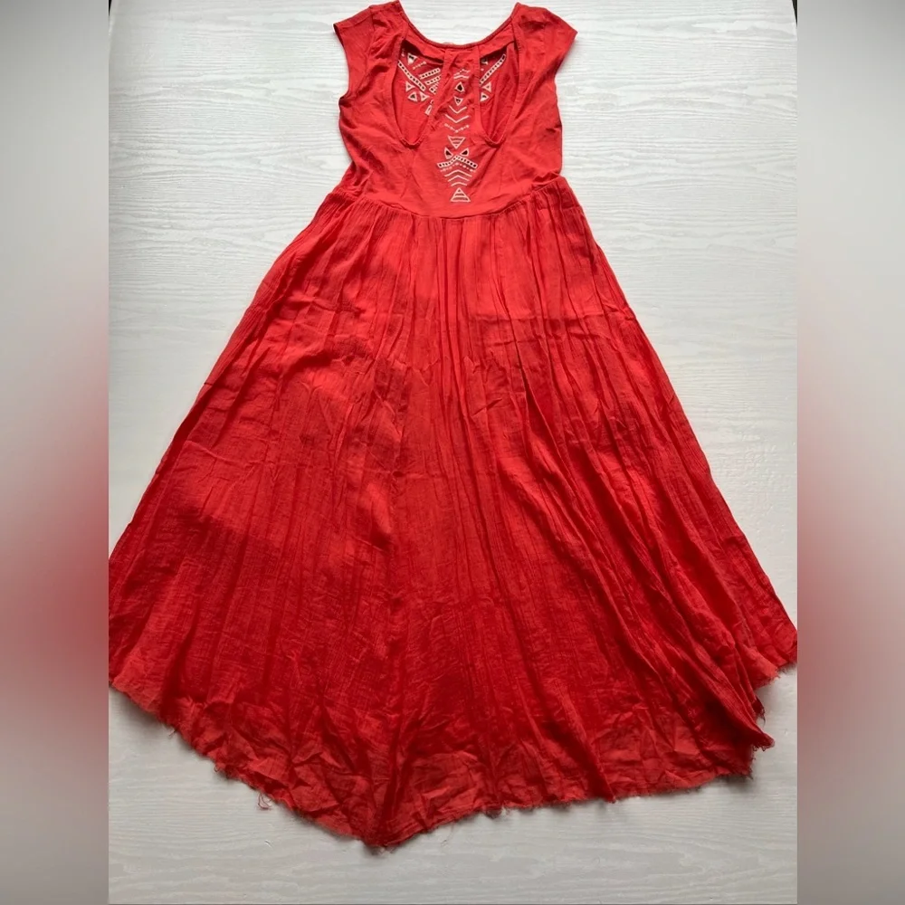 Free People Toosaloosa Cotton Slub Gauze Embroidered Meadow Dress Womens Small - Picture 9 of 16